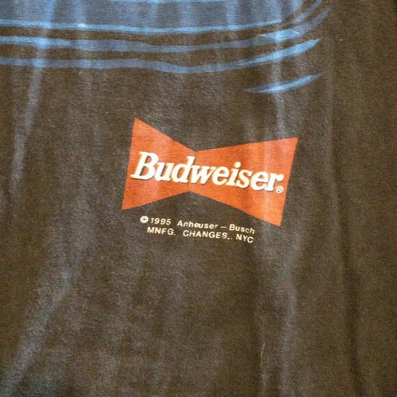 VINTAGE BUDWEISER 1995 YOUR PAD OR MINE FROGS MENS T-SHIRT RETRO BLACK TEE SZ XL - Picture 2 of 8